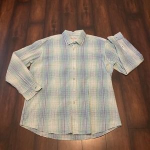 Alan Flusser XL Seersucker Beach Vacation Long Sleeve Button Dress Shirt Men's
